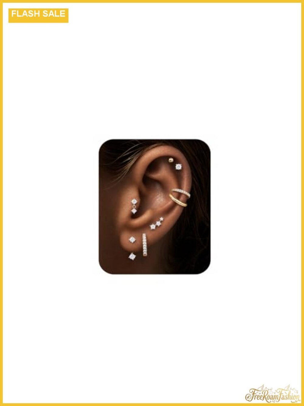 14K Gold Plated Hypoallergenic Earring Jackets Set - 8 Pairs Stud, Hoop, Flat